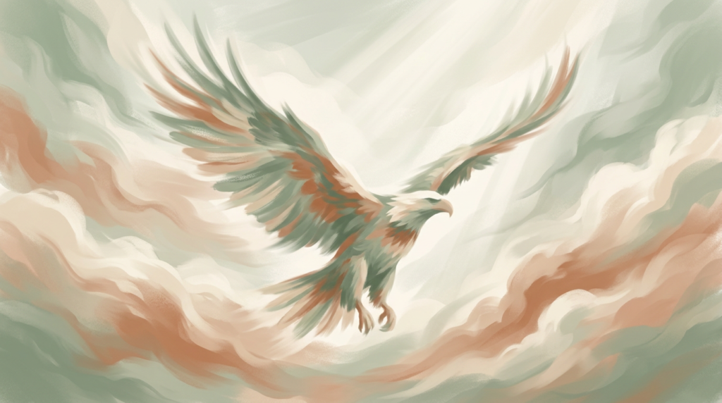 Abstract illustration of an eagle in flight, symbolizing renewed strength, Isaiah 40:31