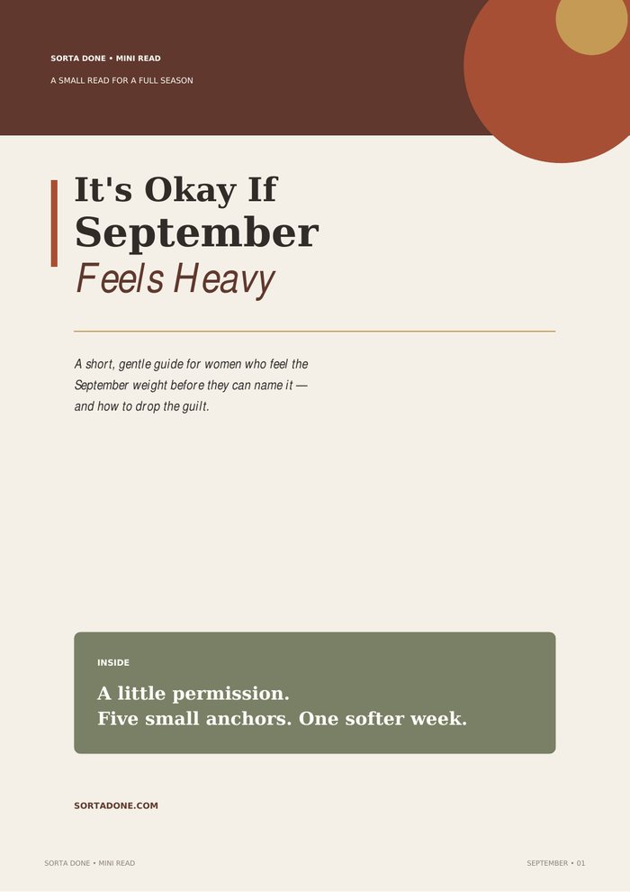 Cover of It’s Okay If September Feels Heavy, a free Sorta Done Mini Read