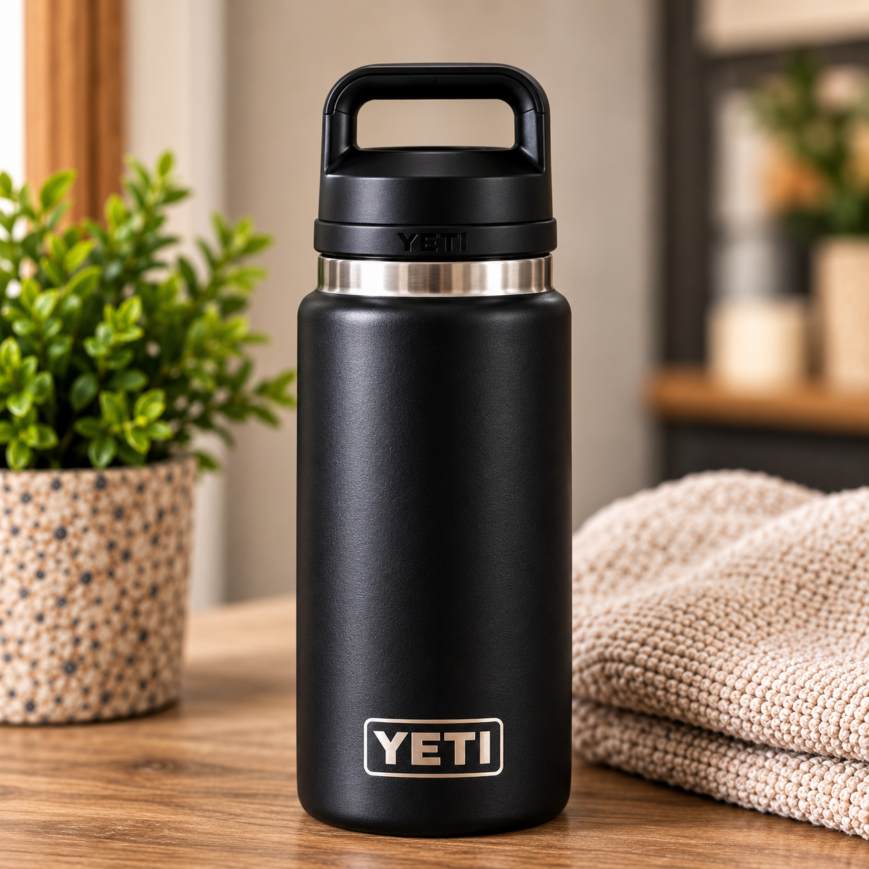 Black YETI Rambler 36 oz water bottle